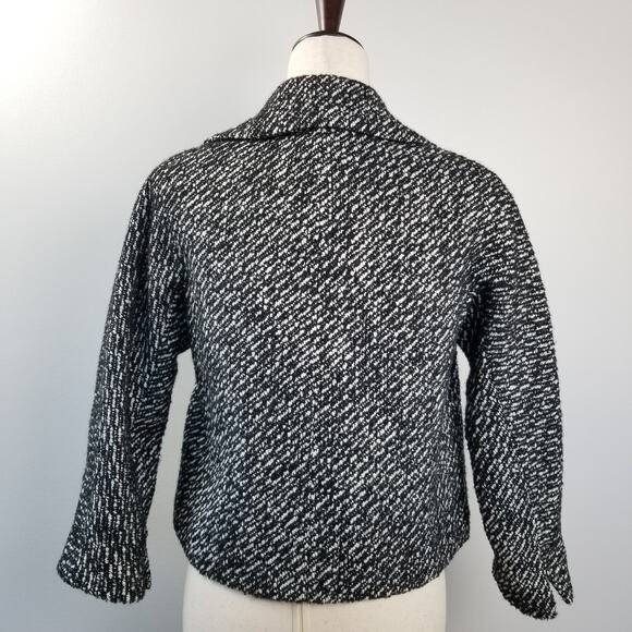 Talbots Black White Wool Alpaca Lined Double Breasted Jacket Excellent! Size 4P - Picture 5 of 11